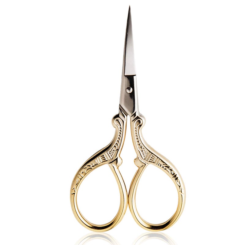 BIHRTC 3.6 Inch Embroidery Scissors Small Sewing Stainless Steel Tip Classic Scissors DIY Tools Dressmaker Shears Scissor for Craft Needlework Artwork Everyday Use Gold - Image 1